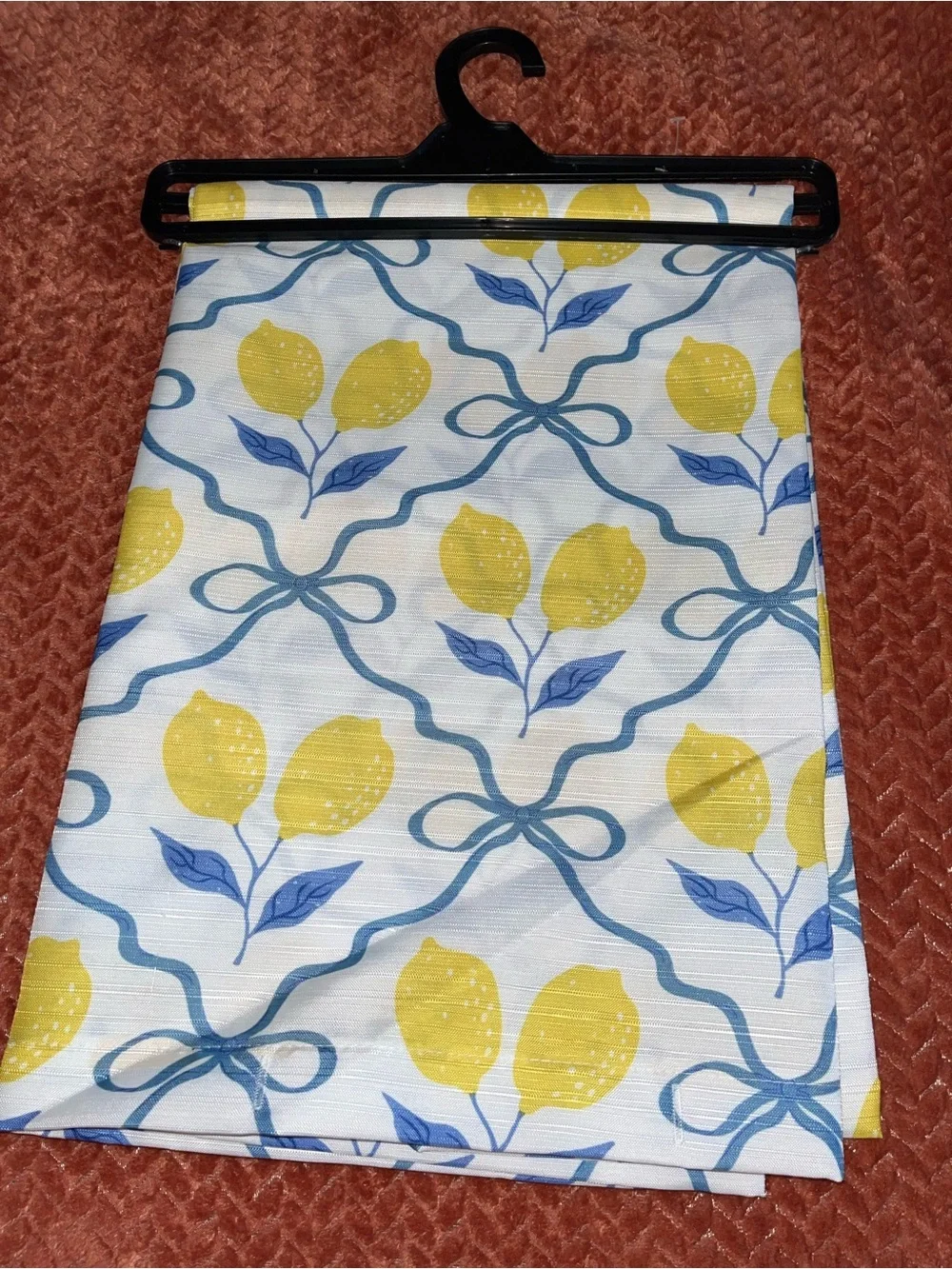 Blue & Yellow Lemon Pattern Shower Curtain - Unbranded